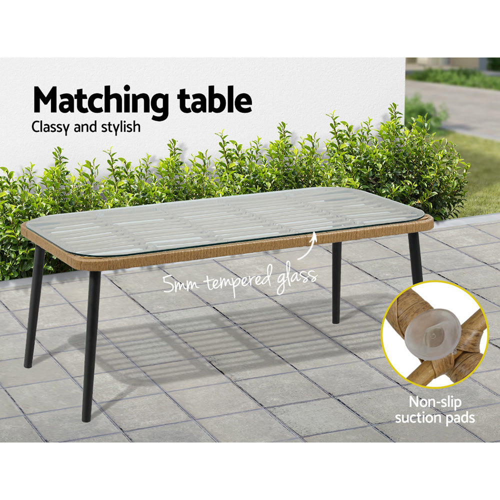 Brighton 4 Piece Rattan Lounge Set Table Chairs